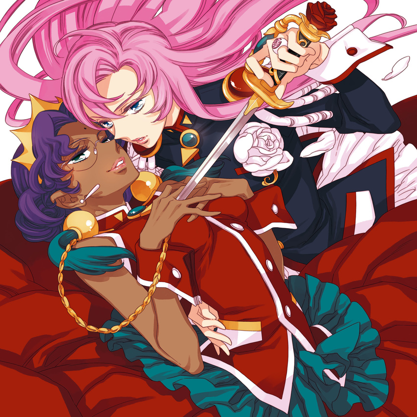 breast_hold himemiya_anthy hoshino_lily megane revolutionary_girl_utena sword tenjou_utena