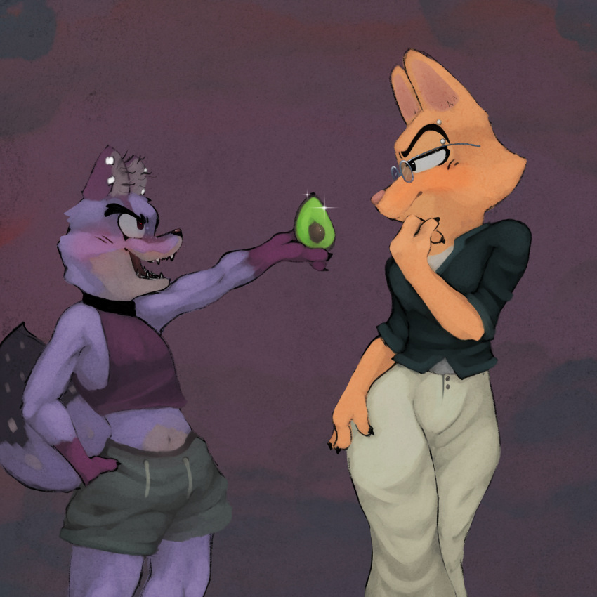 anthro avocado daki_woo diane_foxington dreamworks duo female food fruit hi_res humanoid male male/female plant the_bad_guys