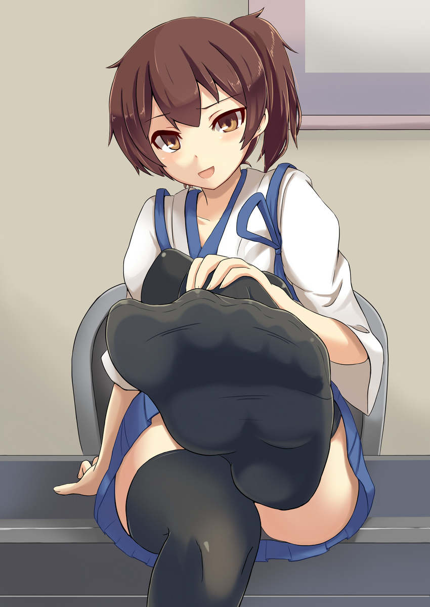 feet kaga_(kancolle) kantai_collection pantsu thighhighs towamin