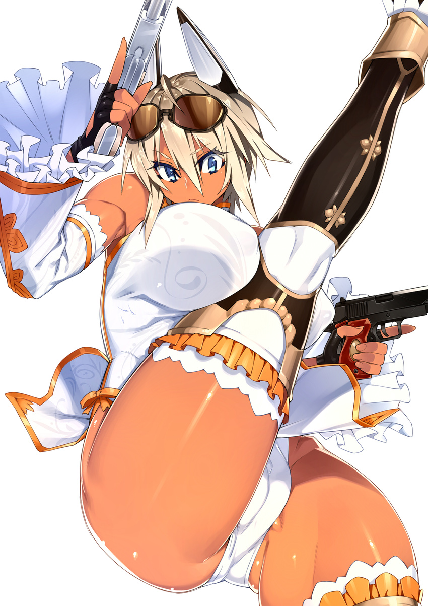 animal_ears cameltoe erect_nipples gun megane pantsu real_xxiii thighhighs