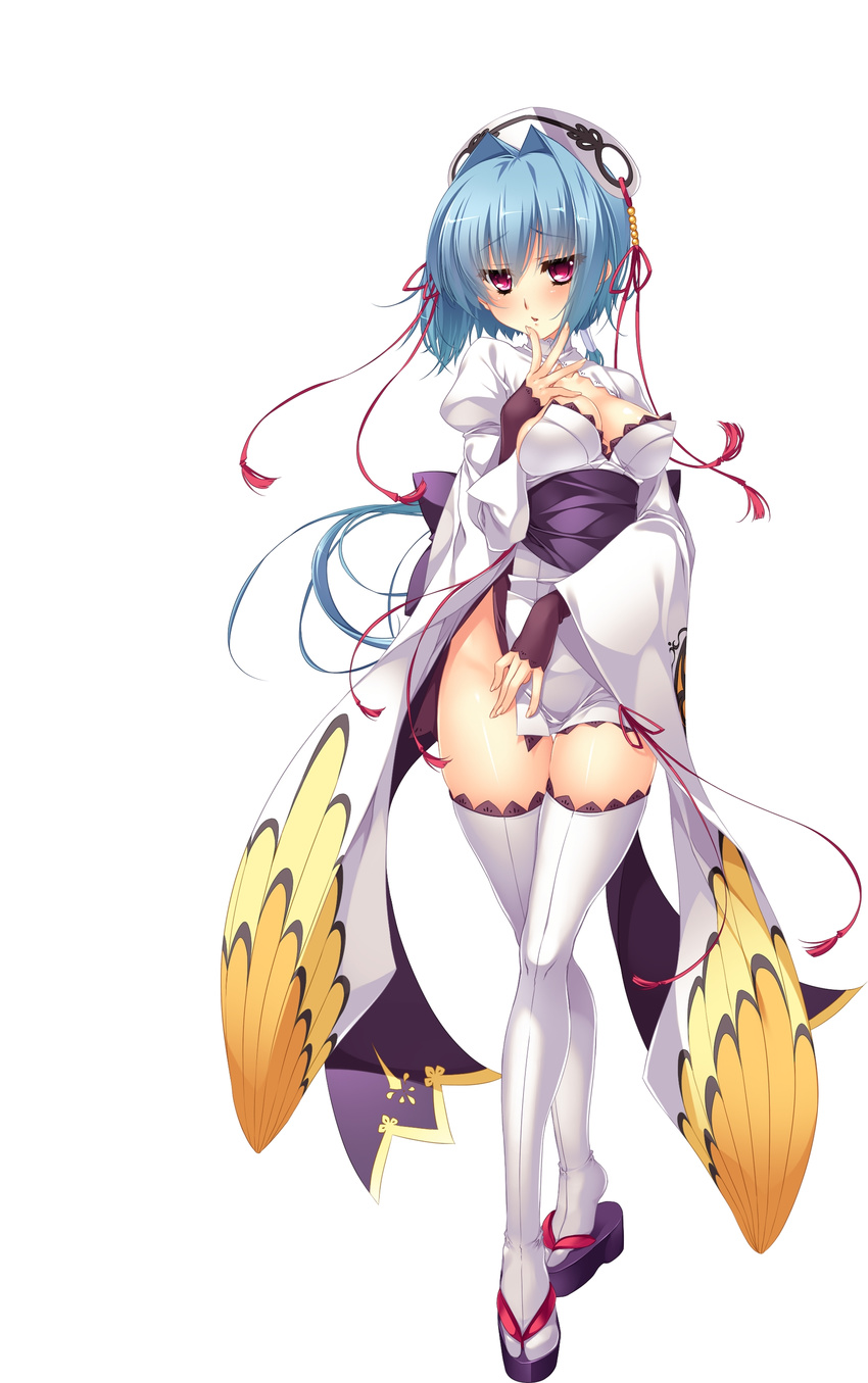 baseson breast_hold chouun cleavage katagiri_hinata koihime_musou no_bra nopan thighhighs