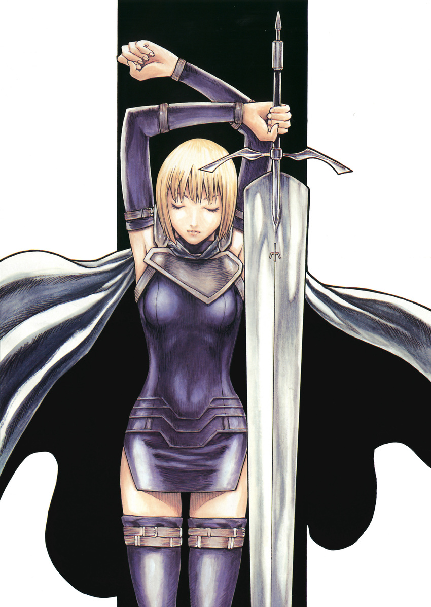 clare claymore dress sword thighhighs yagi_norihiro