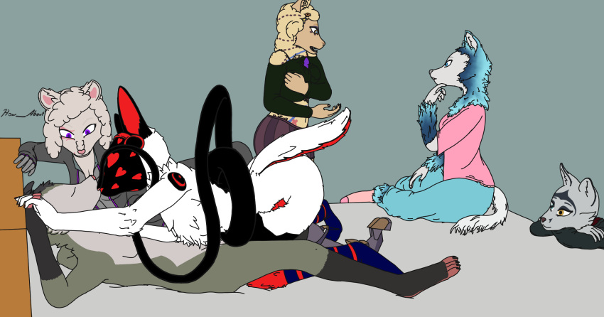 american_opossum anthro arm_tuft bionic_leg bionics bird_dog blue_body blue_bottomwear blue_clothing blue_eyes blue_fur blue_hair blue_markings blue_pants bodysuit bottomless bottomwear bra_strap canid canine canis chest_markings clasped_hands clothed clothing comfortable contemplating curious cybernetic_leg cybernetic_limb dark_socks digitigrade dildo domestic_dog duo elaine_faucett_(redace83) exposed_shoulder eye_scar eyes_closed facial_markings facial_scar female female_on_top fluffy footwear fur green_clothing green_hoodie green_jacket green_topwear grey_body grey_clothing grey_footwear grey_fur grey_socks group hair hand_holding head_markings heart_symbol hi_res hoodie how-about hunting_dog inner_ear_fluff jacket kissing leg_between_thighs legwear love machine male male/female mammal markings marsupial mellow_(character) neck_tuft noisy_(redace83) on_top open_clothing open_topwear oral oral_penetration oversized_bottomwear oversized_clothing oversized_pants oversized_shirt oversized_topwear pajama_bottoms pajama_pants pajama_shirt pajamas pajamas_only pants partially_clothed penetration phara_gearheart_(redace83) pink_clothing pink_footwear pink_shirt pink_socks pink_topwear protogen purple_bottomwear purple_clothing purple_eyes purple_markings purple_pants purple_shorts red_body red_fur resting_head roy_(redace83) scar sex_toy shirt shorts skinsuit socks spaniel surprise_(character) tail talking_to_another tan_body tan_face tan_fur tentacle_in_mouth tentacle_penetration tentacles thigh_highs thigh_socks tight_clothing topless topwear tuft white_body white_fur wolf yellow_body yellow_eyes yellow_fur