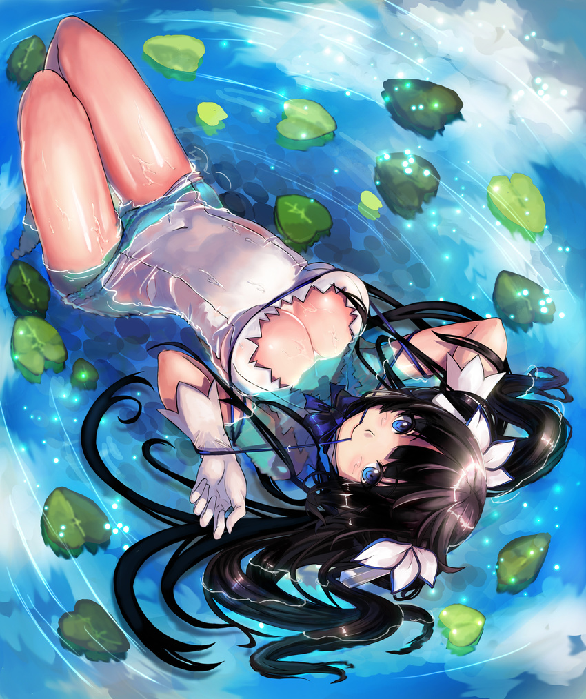 cleavage dress dungeon_ni_deai_wo_motomeru_no_wa_machigatteiru_darou_ka hestia_(dungeon) no_bra qbspdl wet