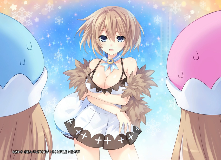 blanc breast_hold choujigen_game_neptune cleavage compile_heart dress idea_factory ram_(choujigen_game_neptune) rom_(choujigen_game_neptune) shinjigen_game_neptune_vii tsunako