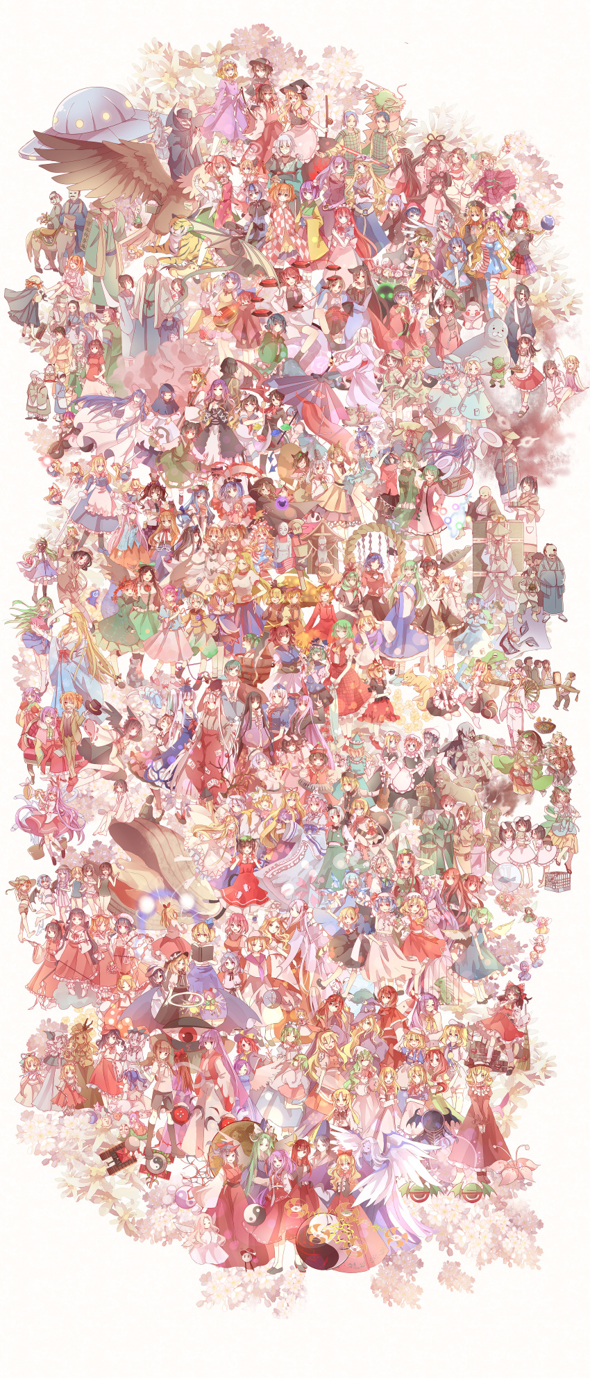 2others 6+boys 6+girls :3 absolutely_everyone absurdres ahoge aki_minoriko aki_shizuha akihabara_beer_fair alcohol alice_margatroid alice_margatroid_(pc-98) amaterasu_(mythology) ame_no_uzume american_flag animal_ears anniversary annotation_request antennae apron armor asakura_rikako ascot asymmetrical_clothes asymmetrical_wings bag bakebake_(touhou) bakedanuki_(touhou) bald bandages bare_shoulders bat_wings beard beer beerko belt beret bird birdcage biwa_lute black_hair black_hat black_shirt blonde_hair blue_eyes blue_hair blue_wings blush_stickers book bottle bow bow_(weapon) bowl bowl_hat bowtie braid branch brown_eyes brown_hair brown_wings bucket cage camouflage camouflage_headwear camouflage_skirt cape capelet cat cat_ears cat_tail cellphone chain character_request check_character check_copyright checkered_clothes checkered_shirt chen chupacabra cirno clam cloak clock closed_eyes clothes_writing clownpiece commentary_request copyright_request crescent crescent_hair_ornament crescent_hat_ornament crowd cuffs curiosities_of_lotus_asia daiyousei detached_sleeves dolls_in_pseudo_paradise doremy_sweet double_bun double_dealing_character dragon drill_hair dual_persona dual_wielding eastern_and_little_nature_deity eastern_dragon elis_(touhou) ellen_(touhou) elly_(touhou) embodiment_of_scarlet_devil enenra everyone evil_dragon_(touhou) evil_eye_sigma facial_hair fairy_maid_(touhou) fairy_wings feathered_wings fingernails fish fishing_rod flandre_scarlet flat_cap flower flower_tank_(touhou) food forbidden_scrollery fortune_teller_(touhou) fox fox_tail frog frog_hair_ornament fruit fujiwara_no_mokou fujiwara_no_mokou_(young) futatsuiwa_mamizou gengetsu_(touhou) genjii_(touhou) geta ghost ghostly_field_club glasses gohei goliath_doll gourd gradient_hair grapes green_hair green_wings hair_bun hair_flower hair_ornament hair_tubes hakurei_reimu hakurei_reimu_(pc-98) halo hand_fan hasshaku-sama hat hat_bow hat_ornament hata_no_kokoro head_wings headband heart hecatia_lapislazuli hieda_no_akyuu highly_responsive_to_prayers highres hijiri_byakuren himekaidou_hatate hinanawi_tenshi hisou_tensoku hobgoblin_(touhou) holding hong_meiling hood hoop hopeless_masquerade horikawa_raiko horns hoshiguma_yuugi hoshiguma_yuugi_(kimono) houjuu_nue houraisan_kaguya houso_(touhou) ibaraki_kasen ibuki_suika ice ice_wings imaizumi_kagerou immaterial_and_missing_power imperishable_night in_bucket in_container inaba_tewi instrument inubashiri_momiji ishikori-dome izayoi_sakuya izunome jacket_girl_(dipp) japanese_clothes jester_cap jeweled_branch_of_hourai jinmenken jizou junko_(touhou) kaenbyou_rin kagiyama_hina kaku_seiga kamishirasawa_keine kana_anaberal kappa_mob_(touhou) karakasa_obake kasodani_kyouko kawashiro_nitori kazami_yuuka kazami_yuuka_(pc-98) keyboard_(instrument) kijin_seija kikuri_(touhou) kine kirisame_marisa kirisame_marisa_(pc-98) kishin_sagume kisume kitashirakawa_chiyuri kitsune koakuma kochiya_sanae komeiji_koishi komeiji_satori konngara_(touhou) konpaku_youki konpaku_youmu konpaku_youmu_(ghost) kotohime_(touhou) kourindou_tengu_costume koutei_(touhou) kumoi_ichirin kurodani_yamame kurumi_(touhou) kutsutsura label_girl_(dipp) lance layla_prismriver leaf legacy_of_lunatic_kingdom letty_whiterock lily_white little_green_men lotus_land_story louise_(touhou) luna_child lunasa_prismriver lute_(instrument) lyrica_prismriver mai_(touhou) maid maid_apron maid_headdress mallet manzairaku maribel_hearn mask matenshi_(touhou) medicine_melancholy meira_(touhou) merlin_prismriver midriff miko military military_vehicle mima_(touhou) mimi-chan mini-hakkero miyako_yoshika mizuhashi_parsee mob_cap mononobe_no_futo moon_rabbit_extra_(touhou) morichika_rinnosuke moriya_suwako motoori_kosuzu motor_vehicle motorcycle mountain_of_faith mouse_ears mugetsu_(touhou) multi_(to_heart) multicolored_hair multiple_boys multiple_girls multiple_others multiple_persona multiple_tails murasa_minamitsu mystia_lorelei mystic_square nagae_iku namazu_(touhou) nazrin necktie nightcap noroiko nurse_cap ofuda okazaki_yumemi okiku_(banchou_sarayashiki) one_eye_closed onozuka_komachi orange_(touhou) orb panda pantyhose paper_fan parasol patchouli_knowledge peach perfect_cherry_blossom phantasmagoria_of_dim.dream phantasmagoria_of_flower_view phone pink_hair pink_theme plaid_clothes plaid_skirt plaid_vest plate pointy_ears polearm pom_pom_(clothes) purple_hair rabbit rabbit_ears raccoon_ears raccoon_tail red_eyes red_hair reisen_(touhou_bougetsushou) reisen_udongein_inaba reiuji_utsuho remilia_scarlet rengeteki_(touhou) right-over-left_kimono rika_(touhou) ringo_(touhou) rose rumia ruukoto saigyouji_yuyuko sara_(touhou) sariel_(touhou) satsuki_rin scarlet_weather_rhapsody scroll scythe seihou seiran_(touhou) sekibanki shackles shameimaru_aya sharp_fingernails shiki_eiki shingyoku_(female) shingyoku_(male) shingyoku_(touhou) shinki_(touhou) shirt shrine shrine_tank_(touhou) side_ponytail silent_sinner_in_blue single_hair_bun single_horn single_wing skirt sleeves_past_wrists slippers smartphone smile smoking_pipe snake_hair_ornament soga_no_tojiko sokrates_(touhou) sparrow spear star_(symbol) star_sapphire statue story_of_eastern_wonderland sukuna_shinmyoumaru sunflower sunflower_fairy_(touhou) sunny_milk suspenders sword tabard tail tank tanuki tanuki_mob_(touhou) tatara_kogasa tate_eboshi ten_desires third_eye tiger tokiko_(touhou) tokin_hat tongue toramaru_shou touhou touhou_(pc-98) touhou_bougetsushou touhou_hisoutensoku touhou_sangetsusei toyosatomimi_no_miko tray trumpet tsuchinoko tsuki_no_iwakasa tsukumo_benben tsukumo_yatsuhashi tupai_(touhou) twin_braids twin_drills twintails two_side_up ufo umbrella undefined_fantastic_object unshou unzan urban_legend_in_limbo usami_renko usami_sumireko vest violin vivit wakasagihime wand watatsuki_no_toyohime watatsuki_no_yorihime weapon white_wings wild_and_horned_hermit wings witch witch_hat wriggle_nightbug yagokoro_eirin yakumo_ran yakumo_yukari yasaka_kanako yasato yellow_eyes yellow_wings yin_yang yin_yang_orb_(fairy) youkai_fox_(forbidden_scrollery) youkai_fox_(wild_and_horned_hermit) yuki_(touhou) yumeko_(touhou) yuugenmagan zashiki-warashi_(touhou) zombie_fairy_(touhou)