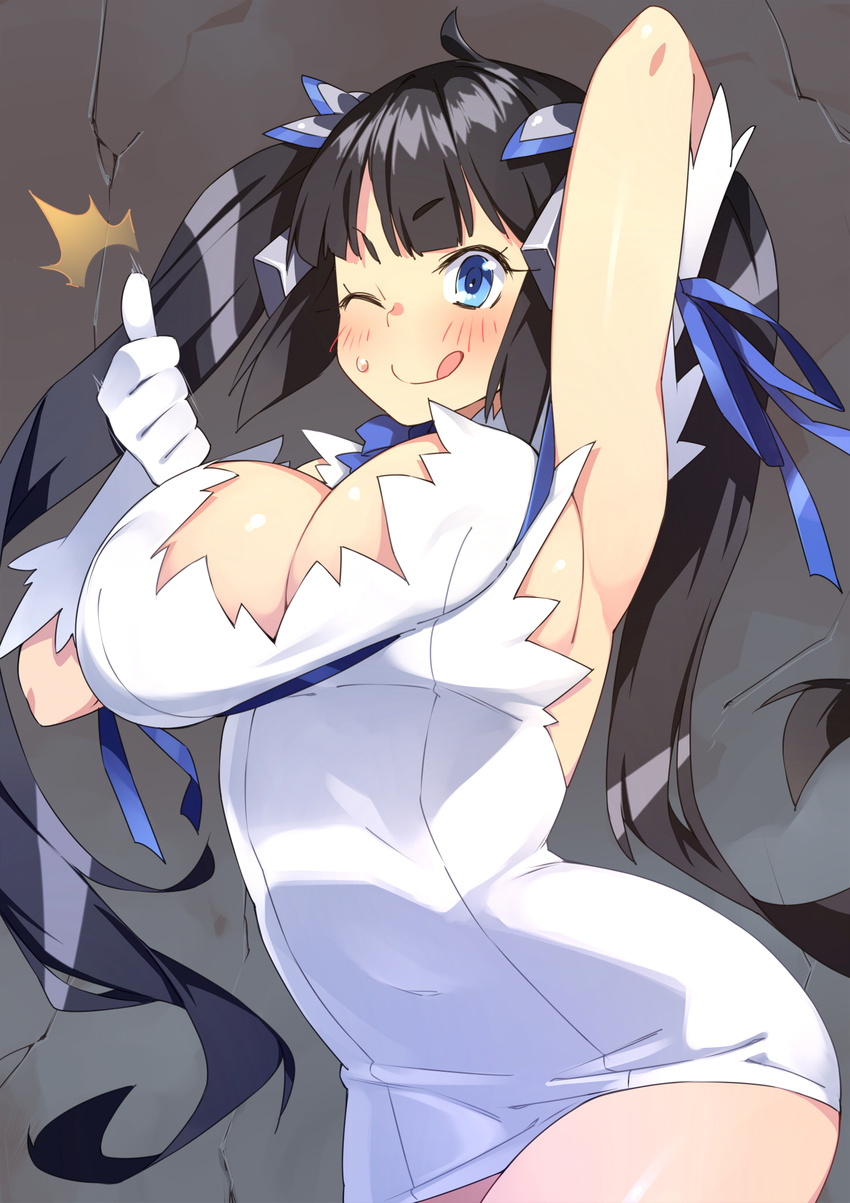 cleavage dress dungeon_ni_deai_wo_motomeru_no_wa_machigatteiru_darou_ka hestia_(dungeon) no_bra real_xxiii