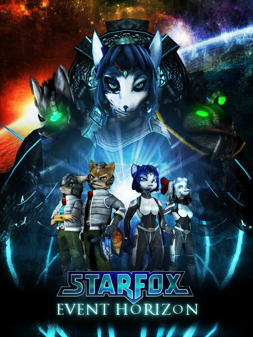 3d_(artwork) anglar_emperor anthro biped blue_fur blue_hair border_collie canid canine canis collie digital_media_(artwork) dog falyf fara_phoenix fay_spaniel female fish fox fox_mccloud fur group hair hi_res krystal male mammal marine nintendo space spaniel star_fox undyingnephalim video_games white_fur wolf wolf_o'donnell