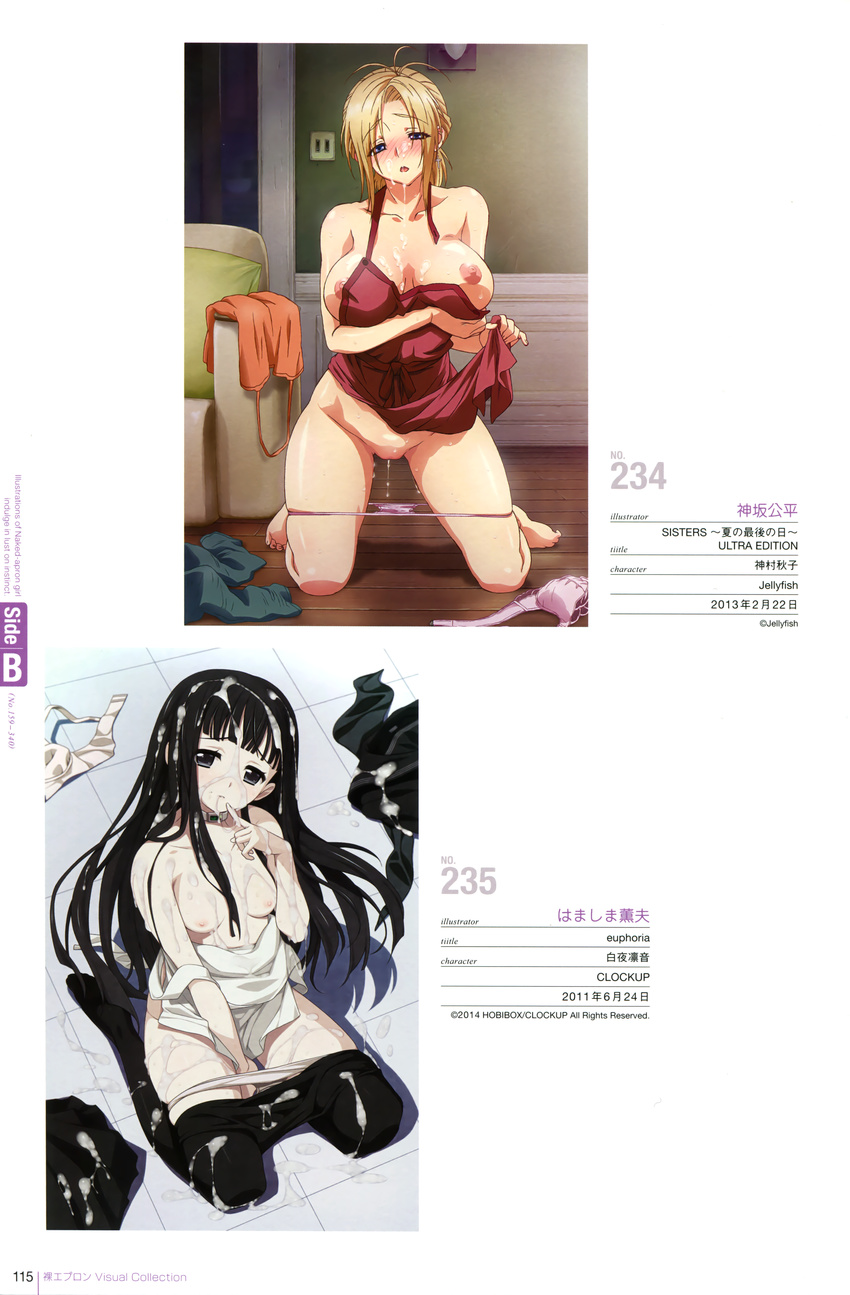 breast_hold byakuya_rinne clockup cum euphoria hamashima_shigeo jellyfish kamimura_akiko kouzaka_kouhei naked_apron nipples pantsu panty_pull pantyhose pussy_juice sisters_~natsu_no_saigo_no_hi~