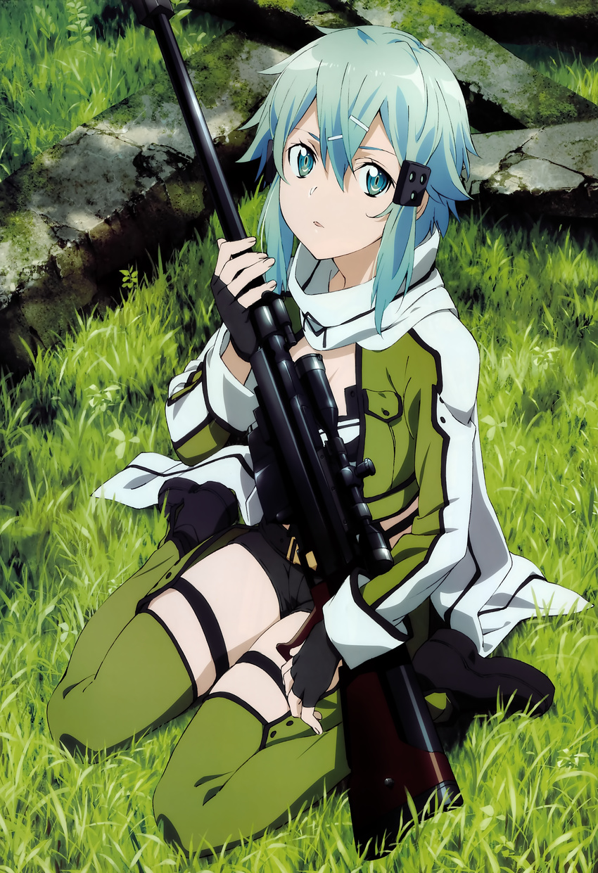 gun gun_gale_online ochiai_hitomi possible_duplicate sinon sword_art_online thighhighs