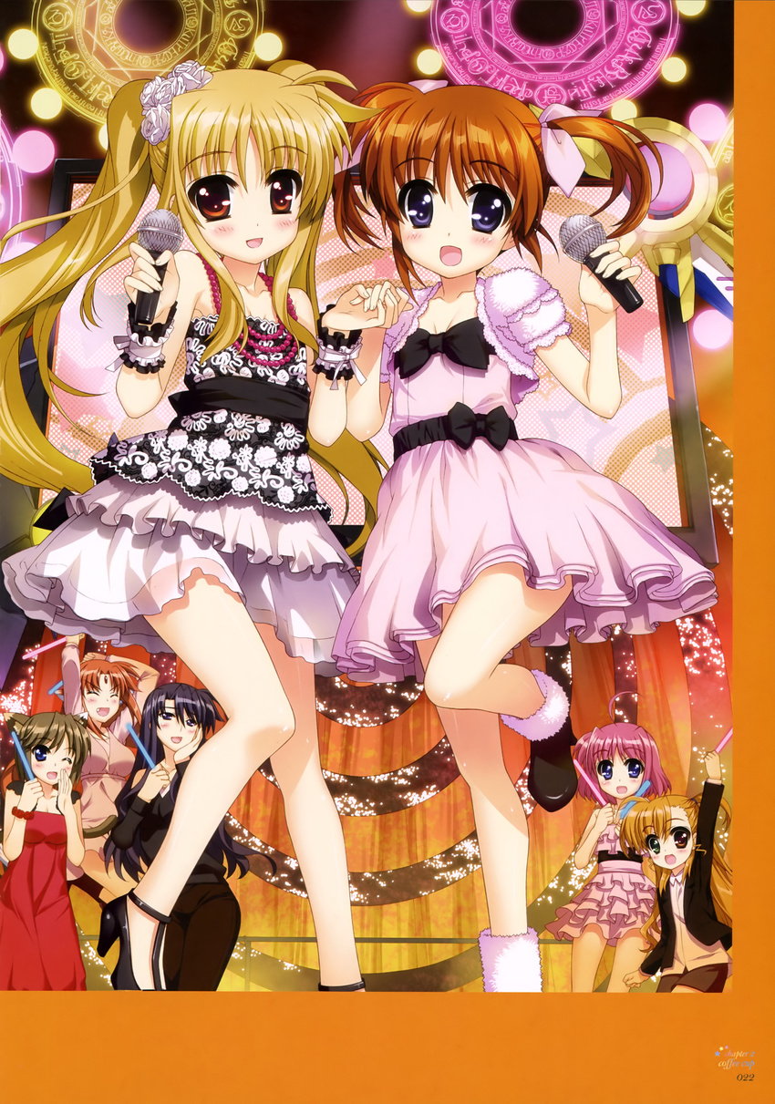 arf caro_ru_lushe dress fate_testarossa heels heterochromia linith mahou_shoujo_lyrical_nanoha precia_testarossa takamachi_nanoha vivio