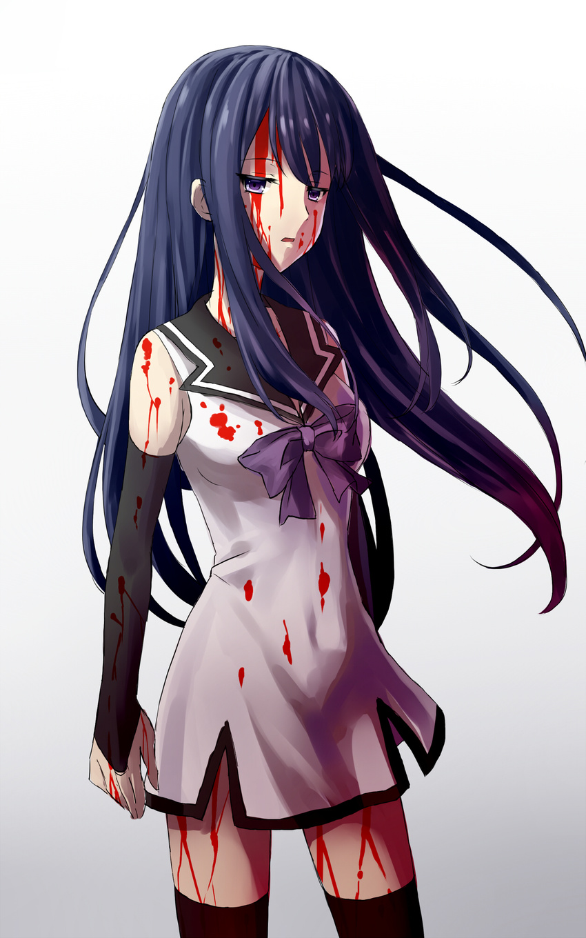 blood dress gokukoku_no_brynhildr green_tea_rice kuroha_neko thighhighs