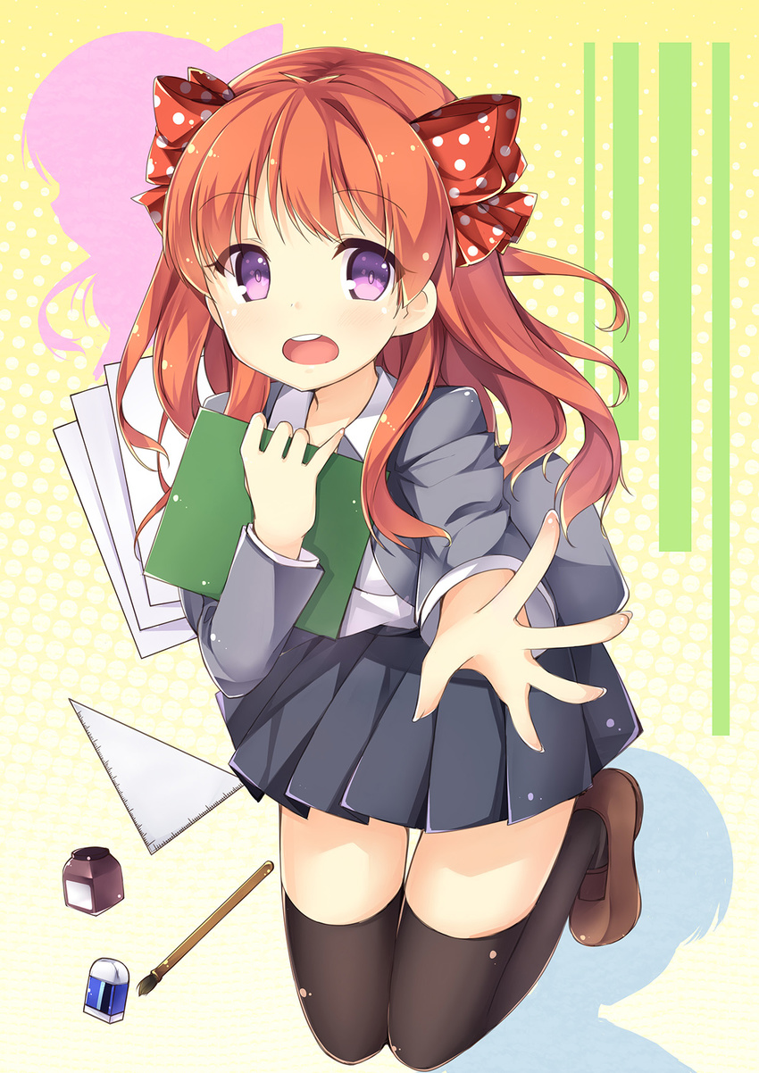 gekkan_shoujo_nozaki-kun luky sakura_chiyo seifuku thighhighs