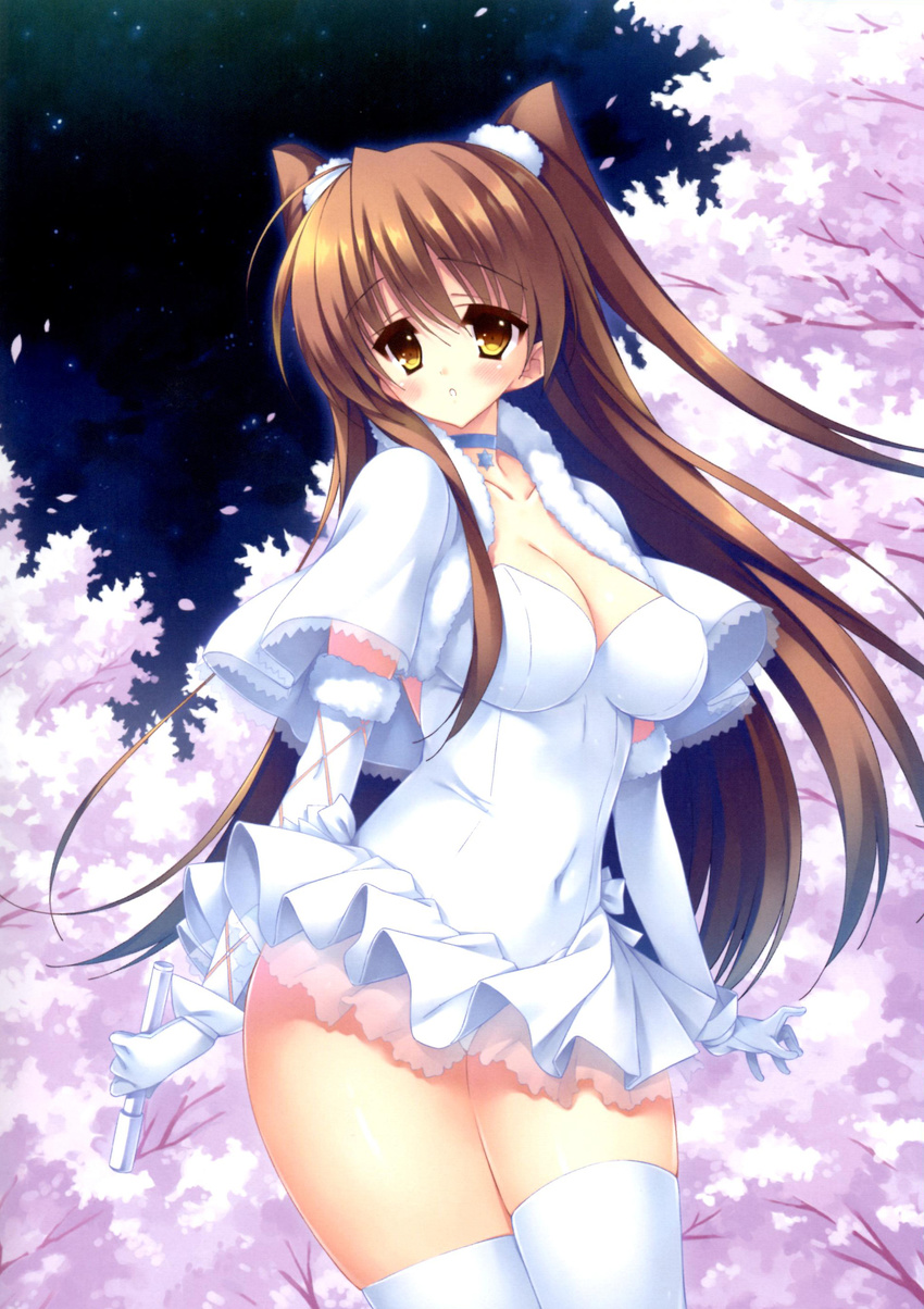 cleavage dress munyuu ogiso_setsuna pantsu thighhighs white_album white_album_2