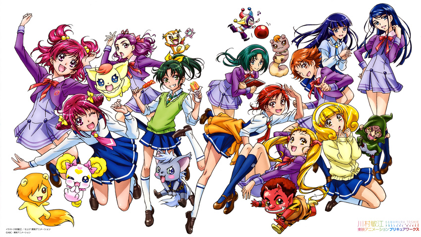 akimoto_komachi aoki_reika candy_(smile_precure) hino_akane hoshizora_miyuki joker_(precure) kasugano_urara kawamura_toshie kise_yayoi majorina midorikawa_nao mimino_kurumi minazuki_karen natsuki_rin nuts pretty_cure seifuku smile_precure! wolfurun yes!_precure_5 yumehara_nozomi