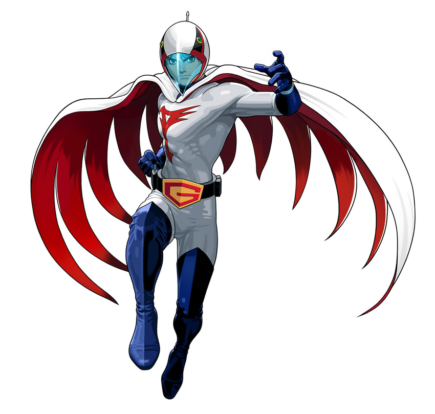 belt cape gatchaman helmet highres ken_the_eagle male_focus mori_toshiaki official_art sentai solo tatsunoko_vs_capcom visor