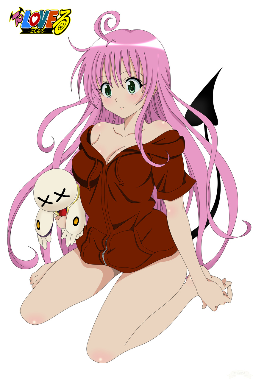 absurdres blush breasts cleavage erect_nipples green_eyes highres lala_satalin_deviluke legs long_hair pink_hair thighs to_love-ru toloveru