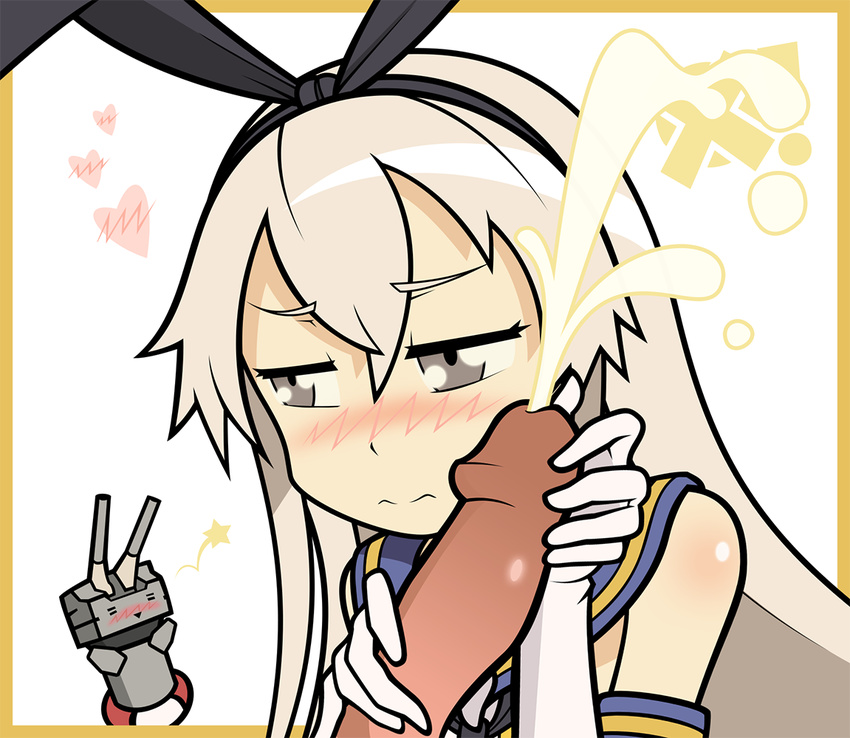 1boy 1girl artist_request cum ejaculation erection error!man gloves hair_ornament handjob hetero kantai_collection long_hair penis shimakaze_(kantai_collection) solo_focus uncensored