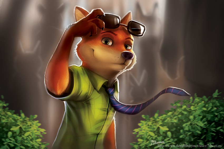 7theaven anthro canine disney eyewear fox fur male mammal nick_wilde smile solo sunglasses zootopia