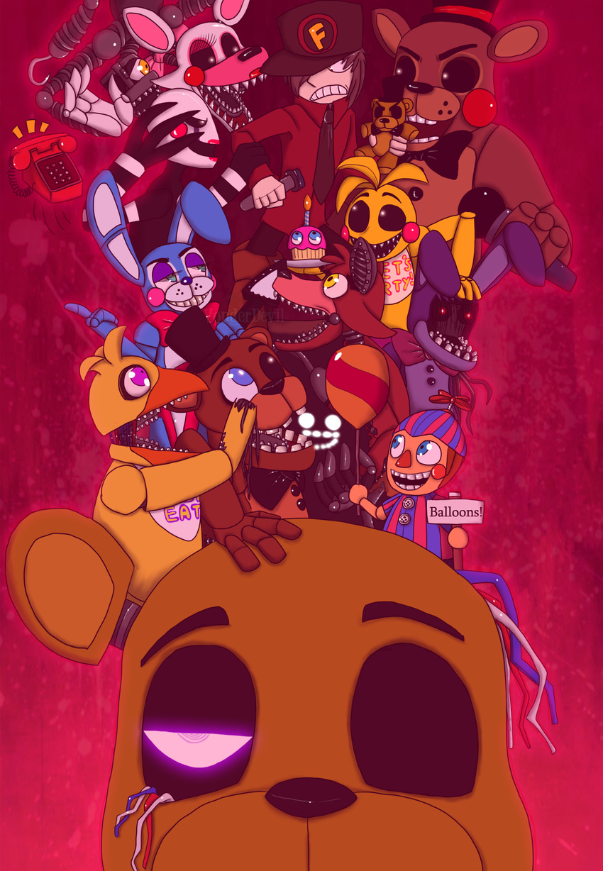 2015 animatronic avian balloon_boy_(fnaf) bear bird bonnie_(fnaf) canine chica_(fnaf) chicken cupcake_(fnaf) five_nights_at_freddy's five_nights_at_freddy's_2 fox foxy_(fnaf) freddy_(fnaf) glowing glowing_eyes golden_freddy_(fnaf) group hi_res human jeremy_fitzgerald lagomorph machine male mammal mangle_(fnaf) marionette_(fnaf) phone_guy_(fnaf) plushie puppet rabbit robot shadow_bonnie_(fnaf) toy_bonnie_(fnaf) toy_chica_(fnaf) toy_freddy_(fnaf) video_games vonderdevil