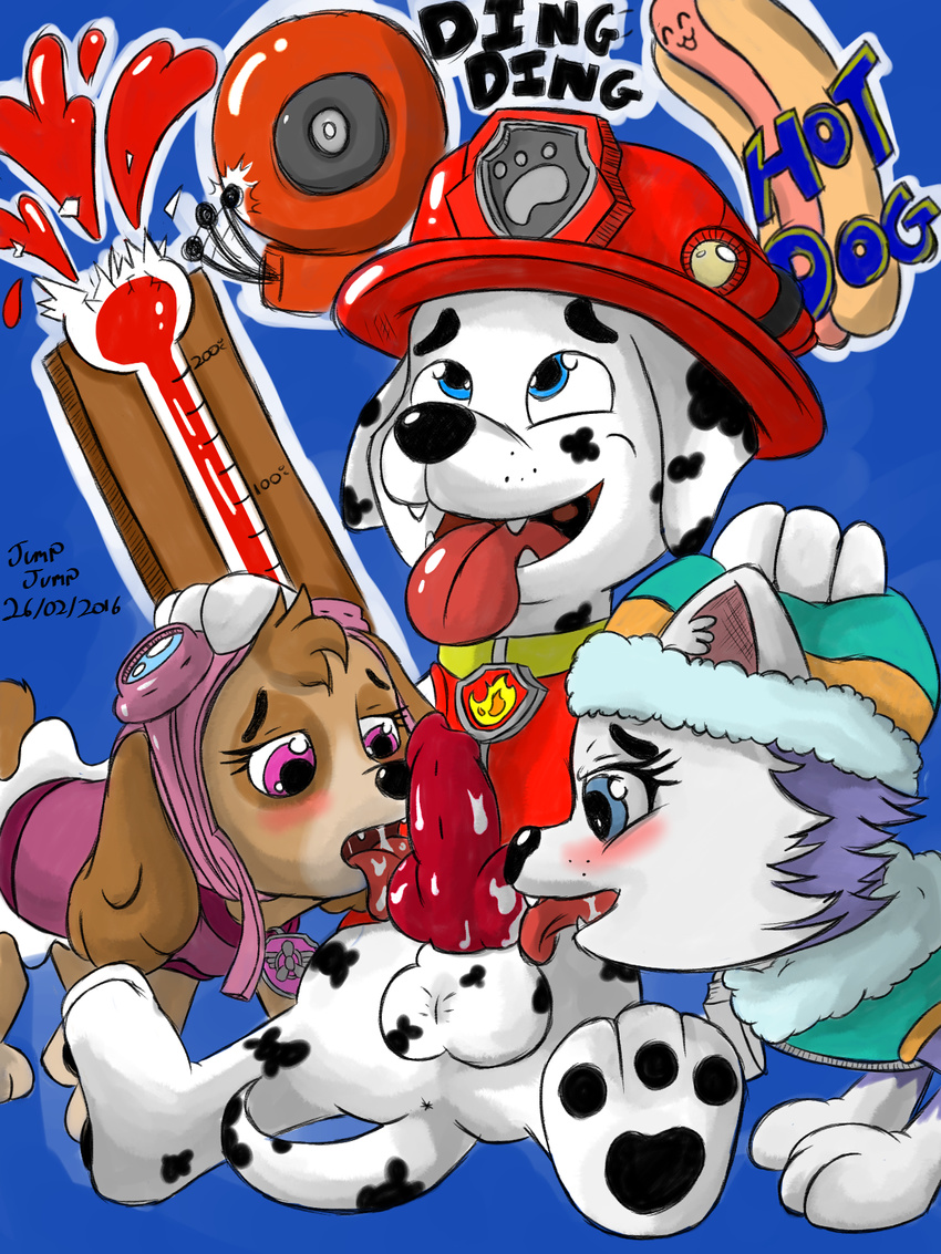 canine cocker_spaniel cub dalmatian dog everest_(paw_patrol) fellatio female group hi_res husky jumpjump knot licking male mammal marshall_(paw_patrol) oral paw_patrol penis sex skye_(paw_patrol) tongue tongue_out young