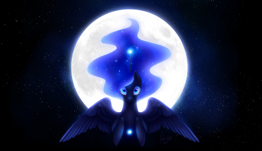 absurd_res crowik equine female friendship_is_magic hi_res horn horse mammal moon my_little_pony pony princess princess_luna_(mlp) royalty solo star winged_unicorn wings