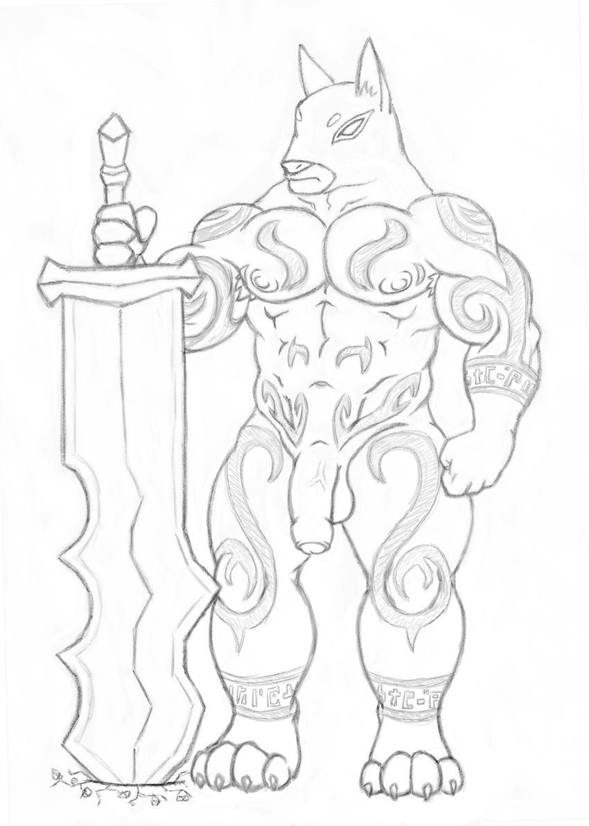 abs anthro balls biceps big_muscles claws darknut hi_res kisahhk8 male melee_weapon muscular nintendo nipples nude paws pecs penis sketch solo standing sword tattoo the_legend_of_zelda the_wind_waker toe_claws uncut unfinished video_games warrior weapon