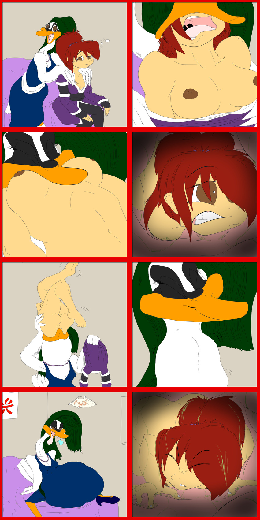 absurd_res avian bed bird breasts butt clothing dress female female/female forced hair hi_res high_heels human internal leslie_dipietro mammal nipples nude pred_quest red_hair samanthaweltzin same_size stomach swallowing swan tales_of_symphonia upside_down voluptuous vore