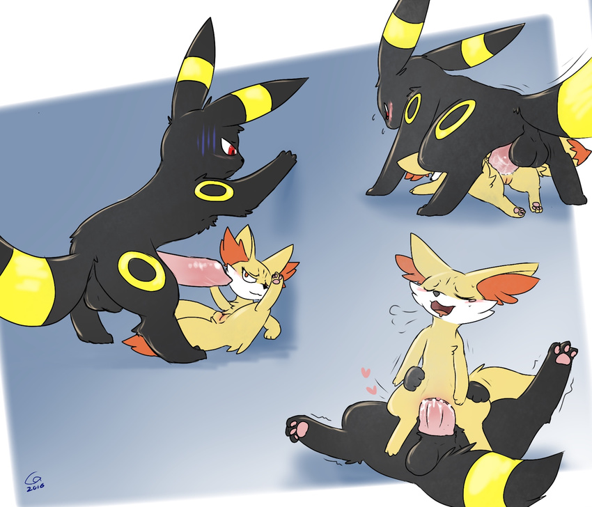 2016 anal anal_penetration balls black_fur blush certifiedanal cum cum_in_pussy cum_inside duo eeveelution erection female fennekin feral fur hi_res male male/female nintendo open_mouth pawpads paws penetration penis pok&eacute;mon pussy sex simple_background smile umbreon vaginal vaginal_penetration video_games