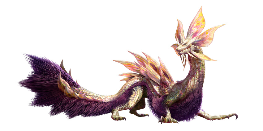 ambiguous_gender blue_eyes capcom cgi digital_media_(artwork) feral fin fur hi_res leviathan_(mh) monster_hunter official_art scales scalie simple_background solo tamamitsune video_games white_scales