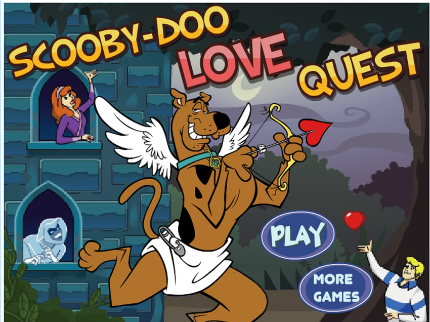 &lt;3 bow canine cupid daphne_(scooby-doo) diaper dog fred_(scooby-doo) group holidays human mammal scooby-doo scooby-doo_(series) tree valentine's_day