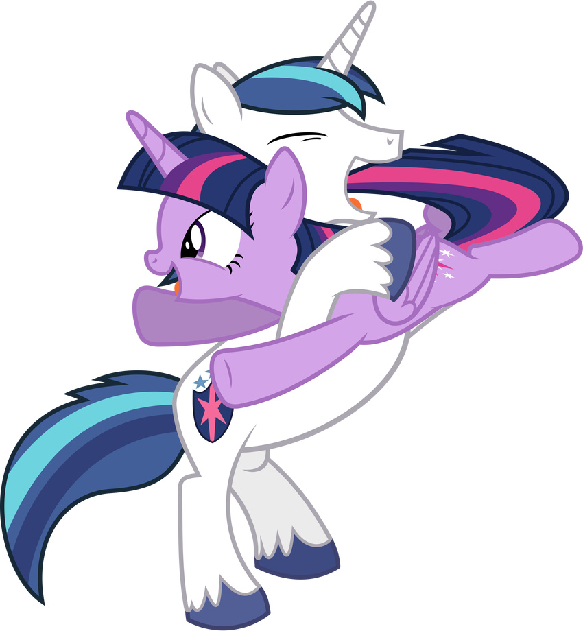 2015 90sigma absurd_res alpha_channel cutie_mark duo equine eyes_closed feathered_wings feathers female feral friendship_is_magic fur hair hi_res horn male mammal multicolored_hair my_little_pony open_mouth playing purple_eyes purple_feathers purple_fur shining_armor_(mlp) simple_background smile transparent_background twilight_sparkle_(mlp) two_tone_hair white_fur winged_unicorn wings