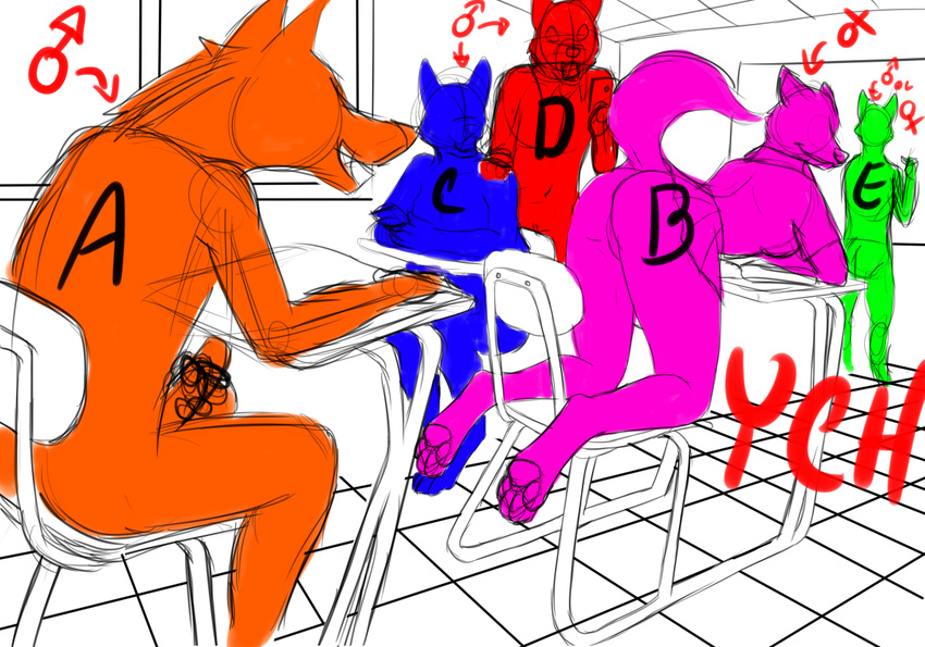 2016 anthro anus butt chakat-silverpaws classroom clothed clothing digital_media_(artwork) erection female fur group inside invalid_tag looking_back male masturbation open_mouth penis pens presenting presenting_hindquarters pussy raised school school_uniform smile student teacher teacher_and_student uniform ych