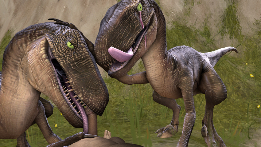 cgi digital_media_(artwork) dinosaur human licking mammal oral penis raptor source_filmmaker sumeriandragon theropod tongue tongue_out