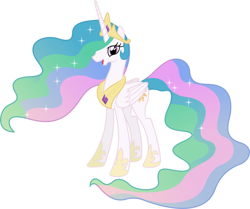 2015 90sigma absurd_res alpha_channel crown cutie_mark equine feathered_wings feathers female feral friendship_is_magic fur hair hi_res horn jewelry looking_at_viewer mammal multicolored_hair my_little_pony necklace princess_celestia_(mlp) purple_eyes simple_background smile solo transparent_background white_feathers white_fur winged_unicorn wings