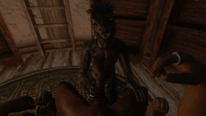 animated argonian handjob human humanoid lizard male male/male mammal nord not_furry penis reptile scalie sex skyrim the_elder_scrolls video_games