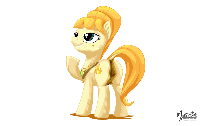 2016 animal_genitalia animal_pussy anus aunt_orange_(mlp) butt cutie_mark dock earth_pony equine equine_pussy female feral friendship_is_magic grin hair half-closed_eyes horse jewelry looking_up mammal my_little_pony mysticalpha necklace orange_hair pony pussy simple_background solo standing teats teeth white_background