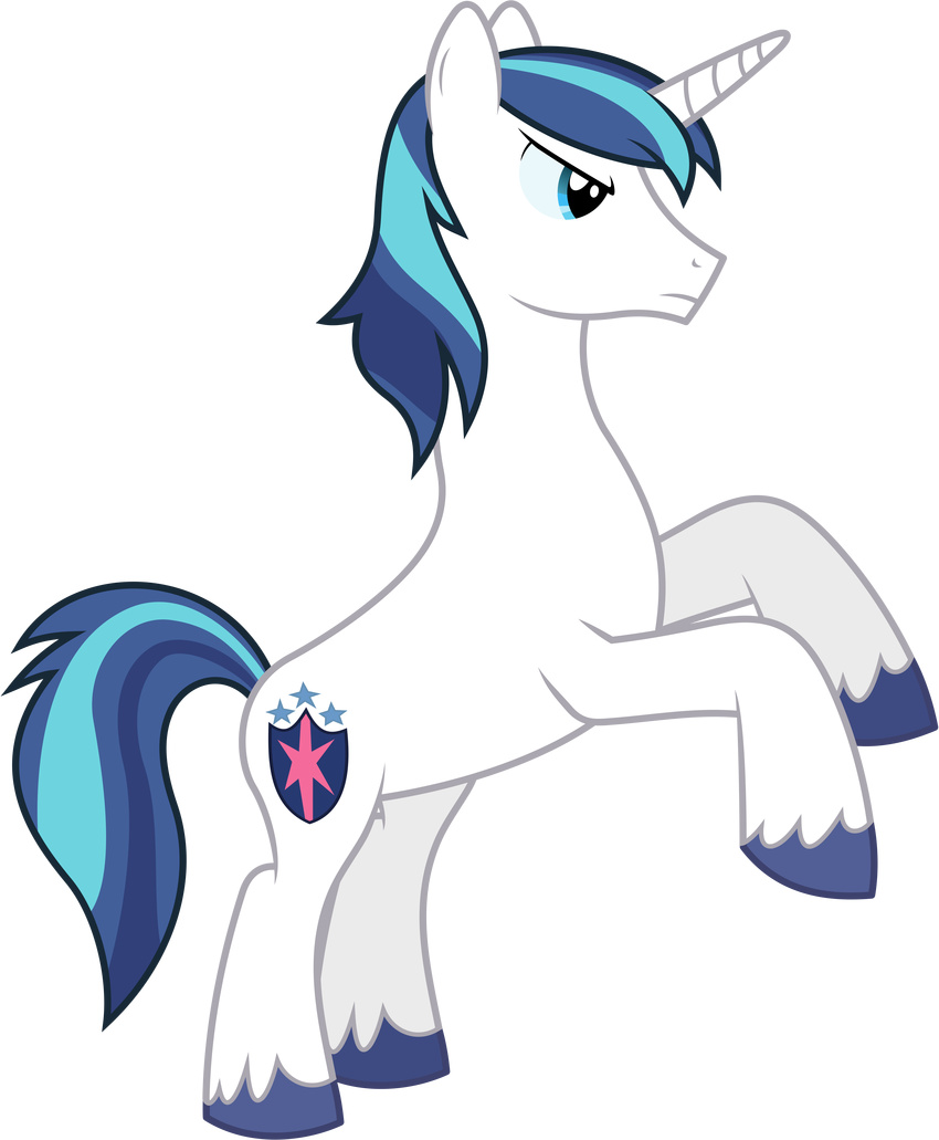 2014 90sigma absurd_res alpha_channel blue_eyes cutie_mark equine feral friendship_is_magic fur hair hi_res horn male mammal multicolored_hair my_little_pony shining_armor_(mlp) simple_background smile solo transparent_background unicorn white_fur