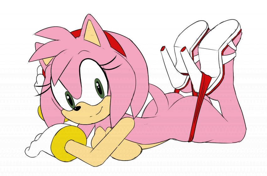 2016 amy_rose anthro big_breasts breasts butt clothed clothing female hedgehog high_heels looking_at_viewer mammal ravnic seth65 smile solo sonic_(series) topless