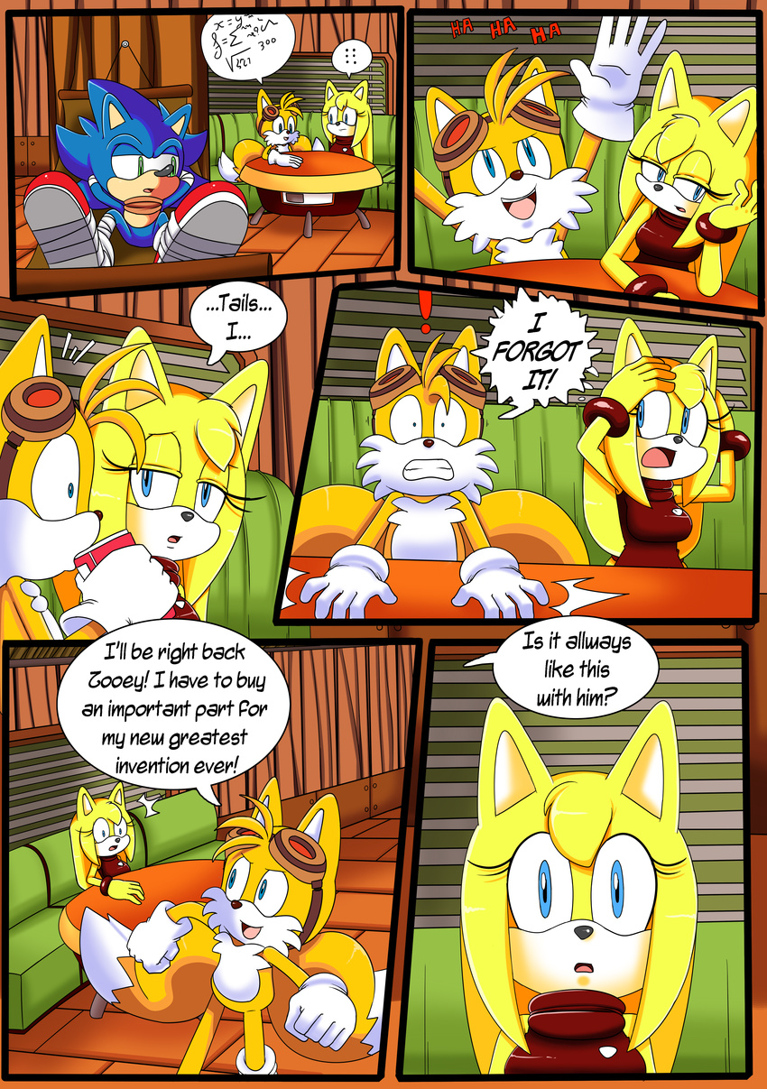 absurd_res canine comic dialogue dreamcastzx1 female fox hi_res male mammal miles_prower raianonzika sonic_(series) sonic_boom sonic_the_hedgehog speech_bubble text video_games zooey_the_fox