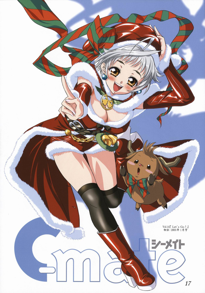 christmas cleavage doudai_shouji tagme thigh-highs