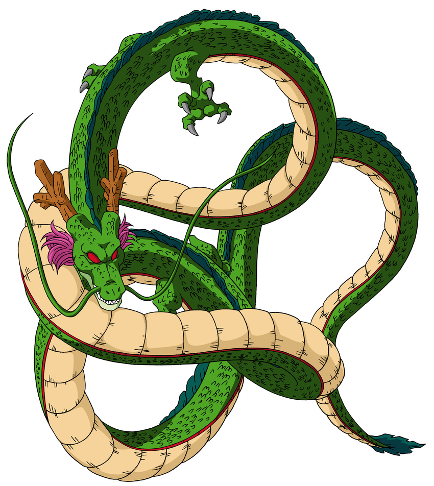 absurdres claws dragon dragon_ball highres horns male male_focus monster purple_hair red_eyes shenlong shenron simple_background whiskers