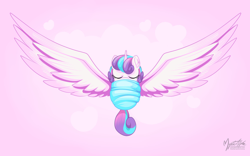 2016 bedding big_wings blanket equine female flurry_heart_(mlp) friendship_is_magic hi_res horn mammal my_little_pony mysticalpha solo winged_unicorn wings