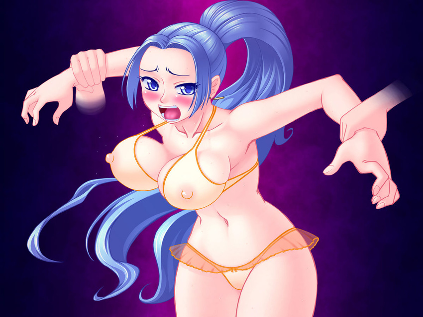 blue_hair blush breasts hanazuka_ryouji nefertari_vivi nipples one_piece tagme