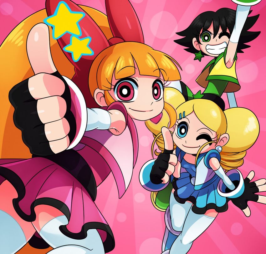 artist_request hyper_blossom powered_buttercup powerpuff_girls_z rolling_bubbles smile wink