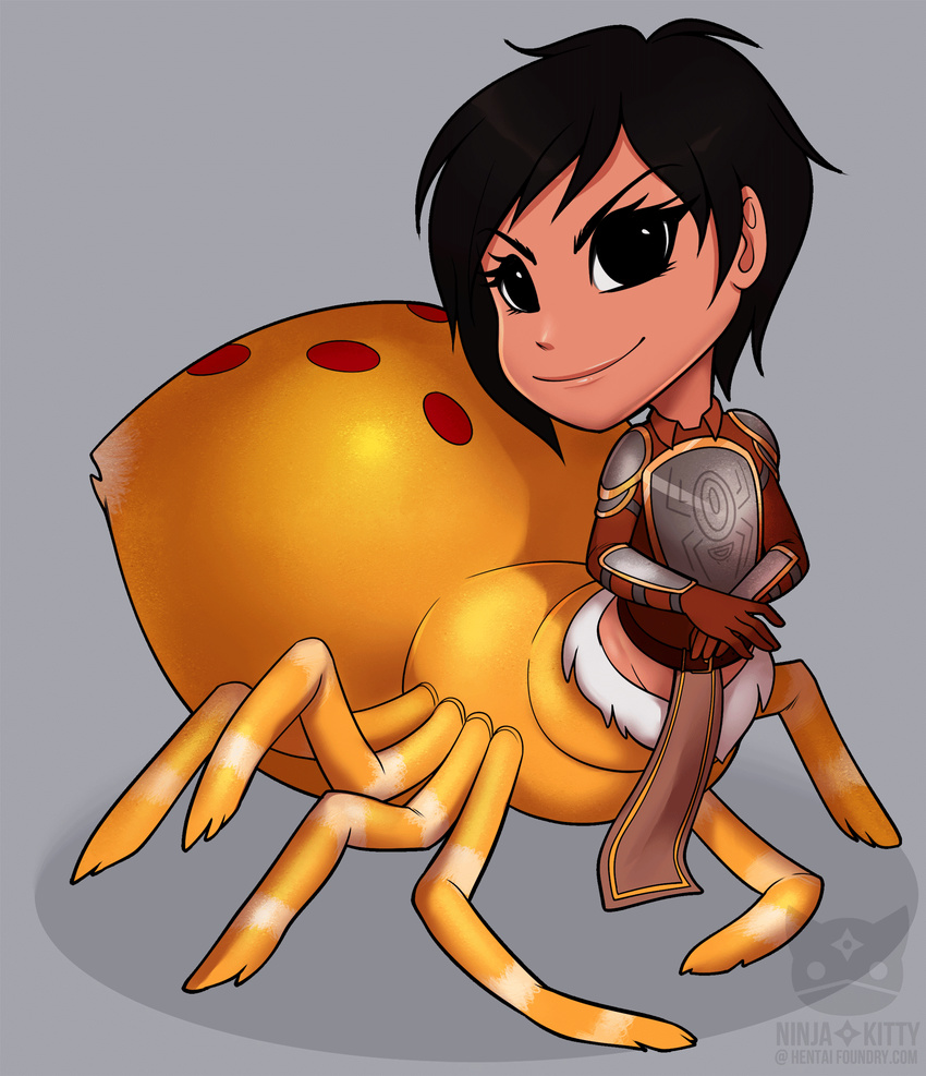 ada_carlia animated arachnid armor arthropod chibi dark_skin drider faux_drider female hair ninja_kitty spider