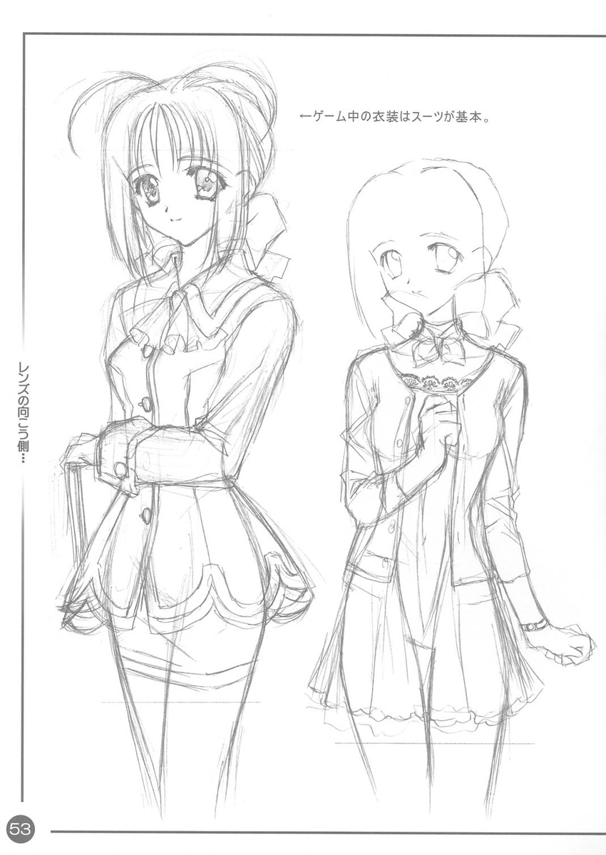 carnelian monochrome seifuku sketch thigh-highs