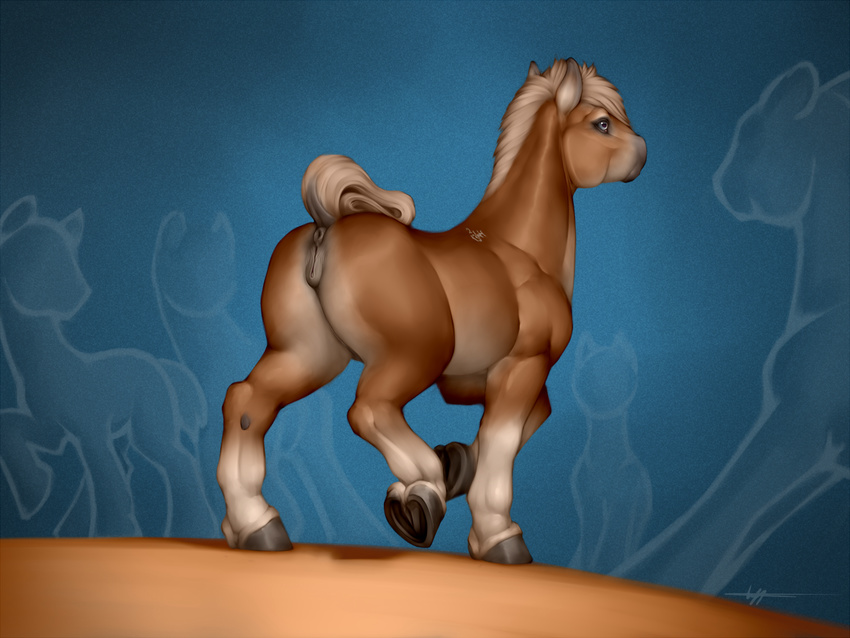 2016 anatomically_correct anatomically_correct_pussy animal_genitalia animal_pussy anus barefoot butt equine equine_pussy female feral hi_res hooves horse mammal nude pussy silhouette solo wiredhooves