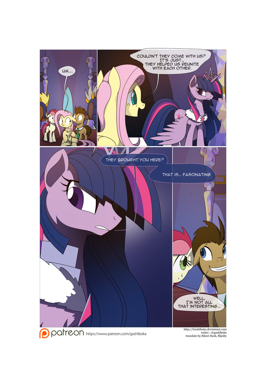 comic compression_artifacts dialogue doctor_whooves_(mlp) earth_pony english_text equine female fluttershy_(mlp) friendship_is_magic gashiboka group horn horse male mammal my_little_pony pegasus pony rose_(mlp) shirt_collar text twilight_sparkle_(mlp) winged_unicorn wings