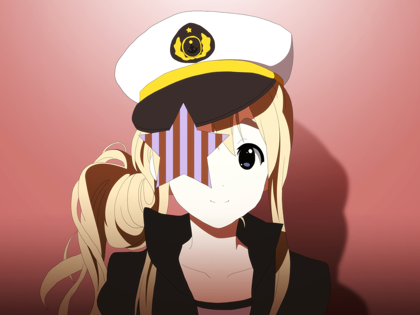 anchor bad_id bad_pixiv_id blonde_hair blue_eyes close-up collarbone hat jacket k-on! kotobuki_tsumugi kuresu_(alice-pma) long_hair popped_collar sailor_hat solo star